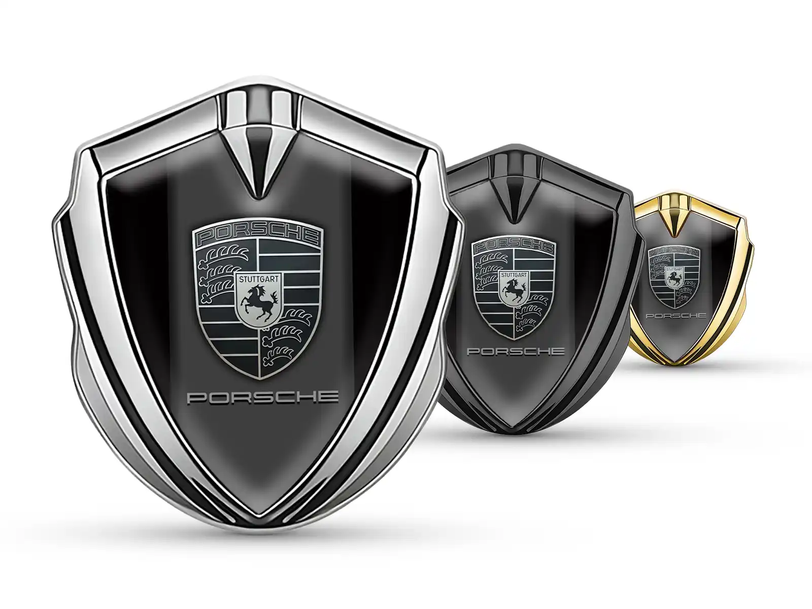Porsche Emblem Silicon Badge Pro Style Stainless Steel